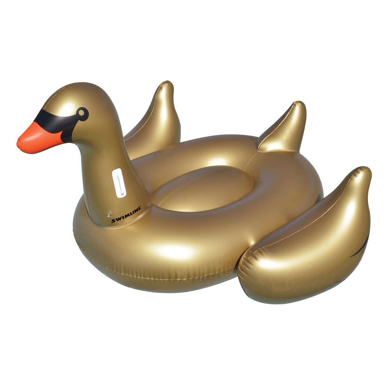 Swim Central Inflatable Gold Giant Swan Swimming Pool Ride-On Float - 75"